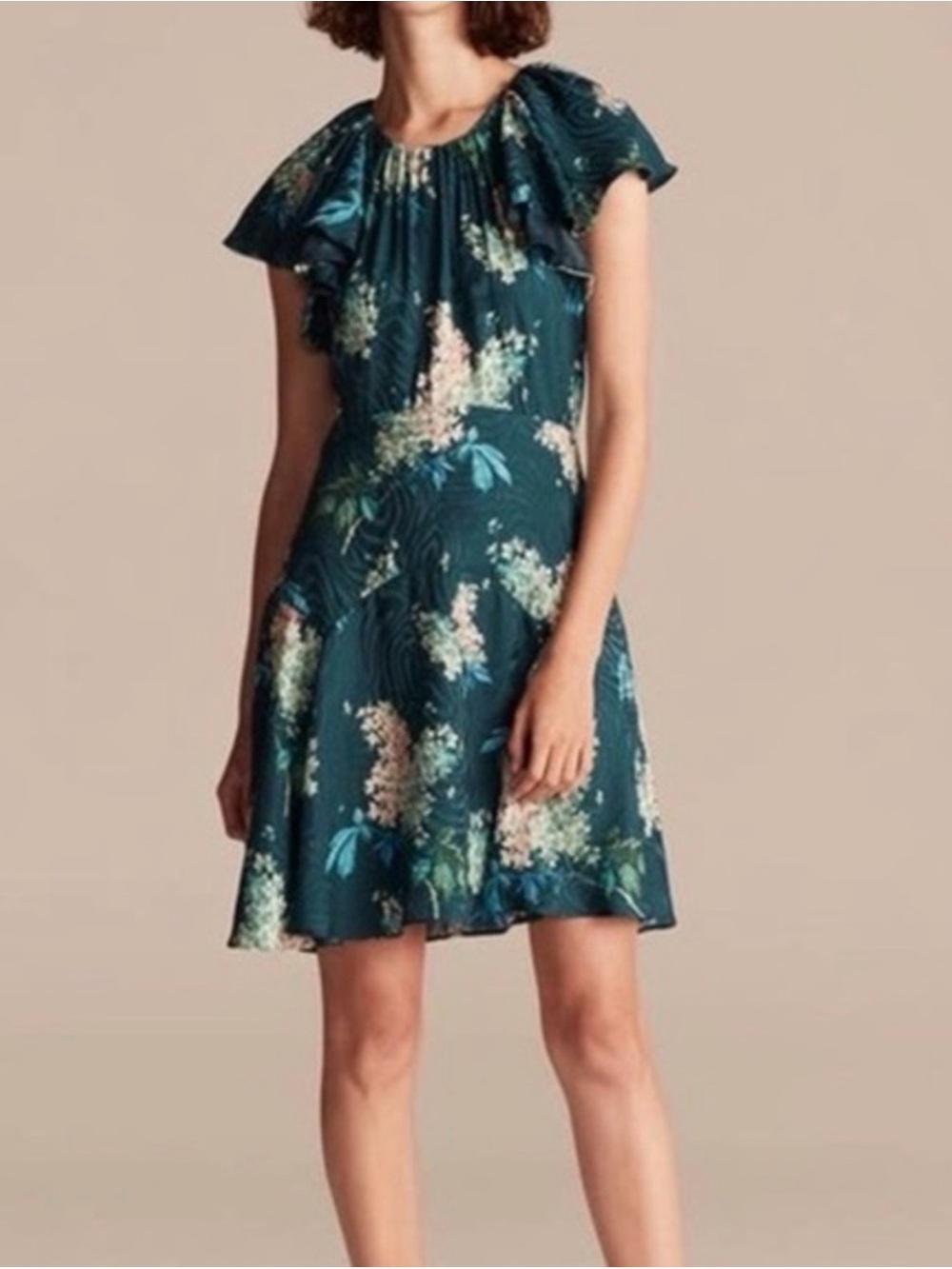 REBECCA TAYLOR floral hydrangea silk dress